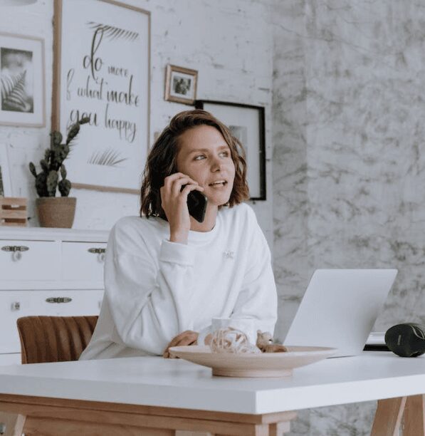 Casual home office setup with laptop