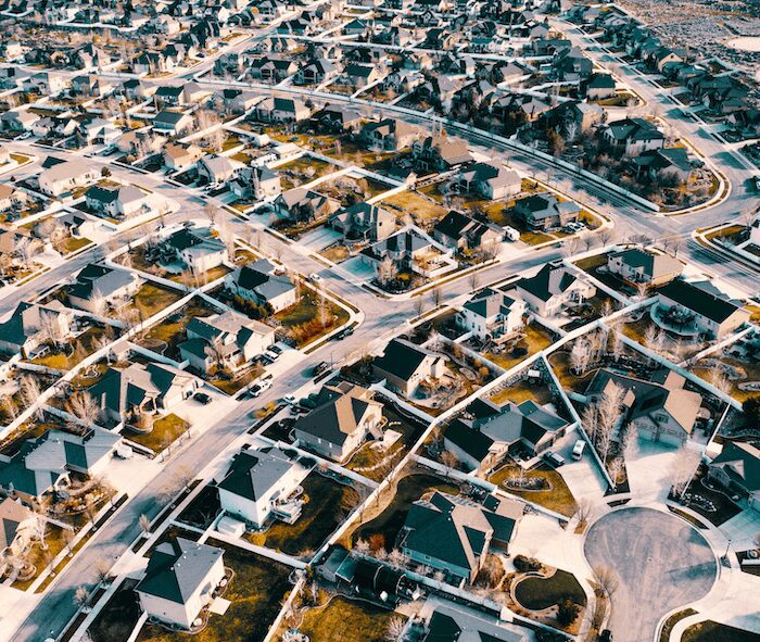 Residential area with winding roads