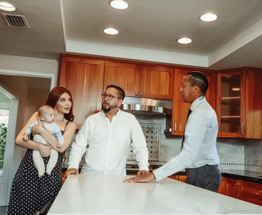 Parents with baby having a meeting