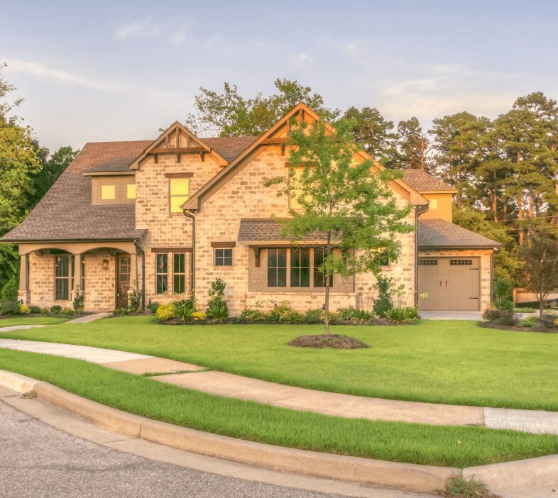 Two-story house in residential area