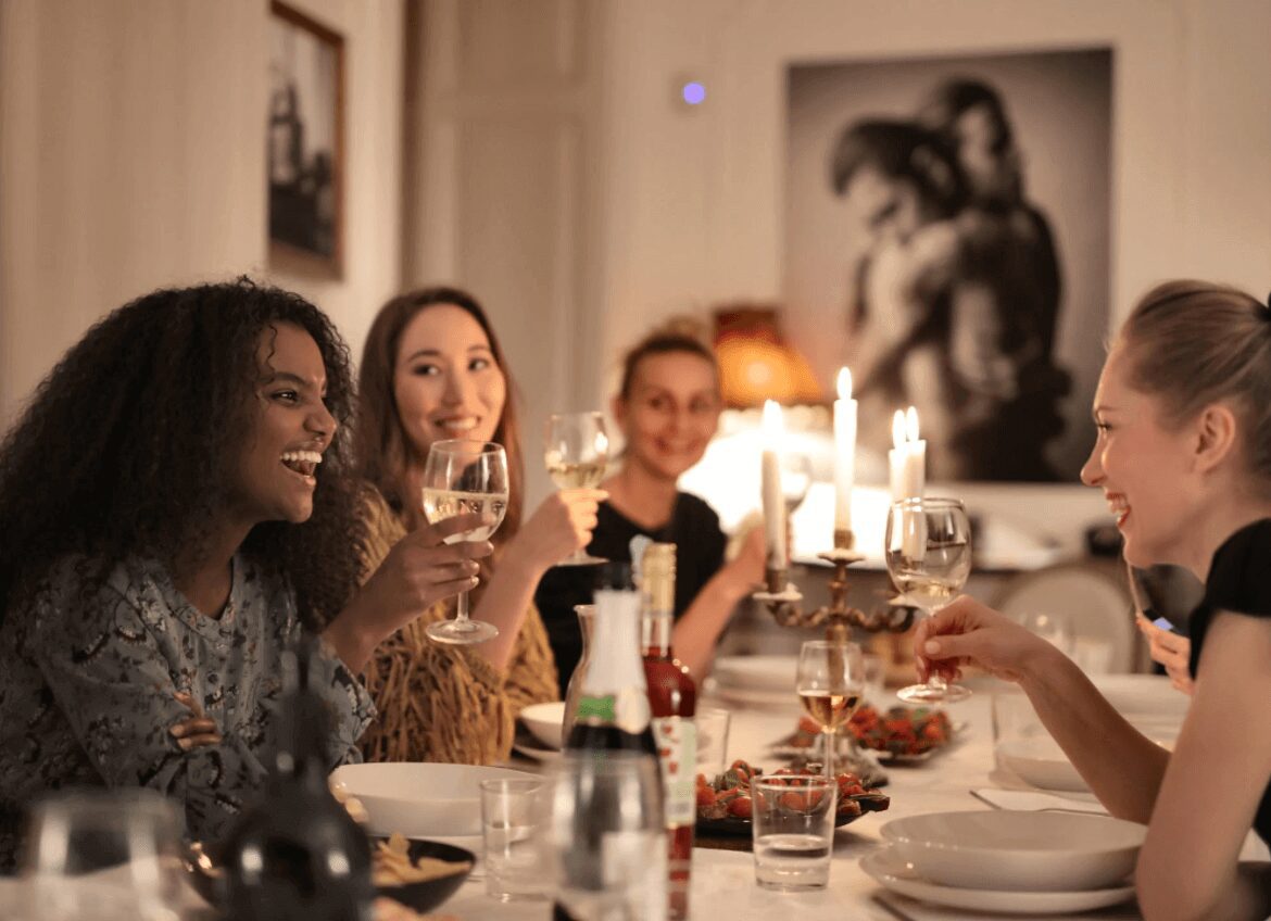 Friends enjoying a dinner party
