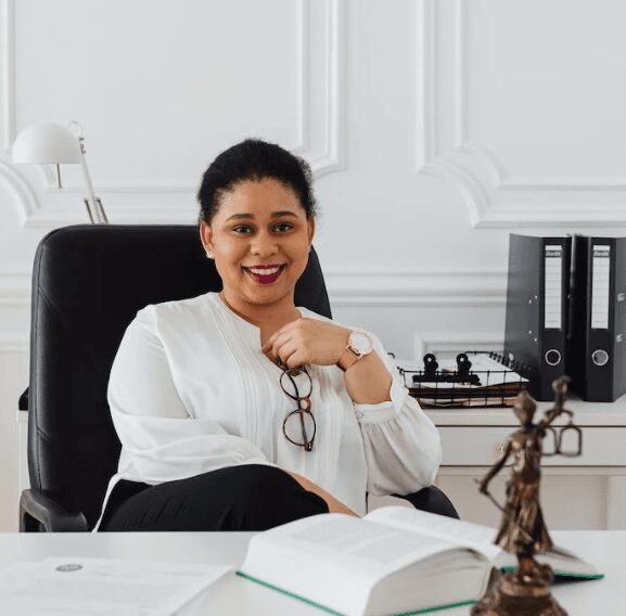 Professional woman with legal books