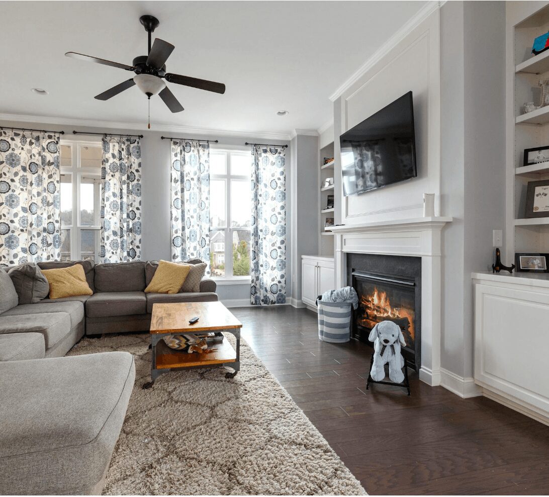 Spacious living room with sectional sofa