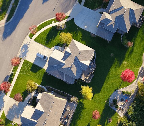 Overhead shot of residential area