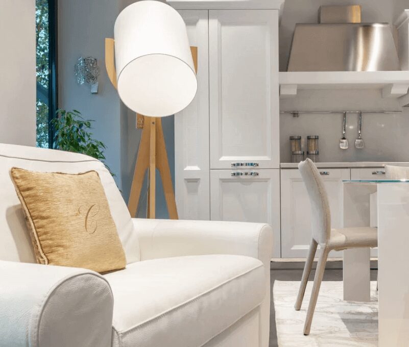 Cozy seating with floor lamp