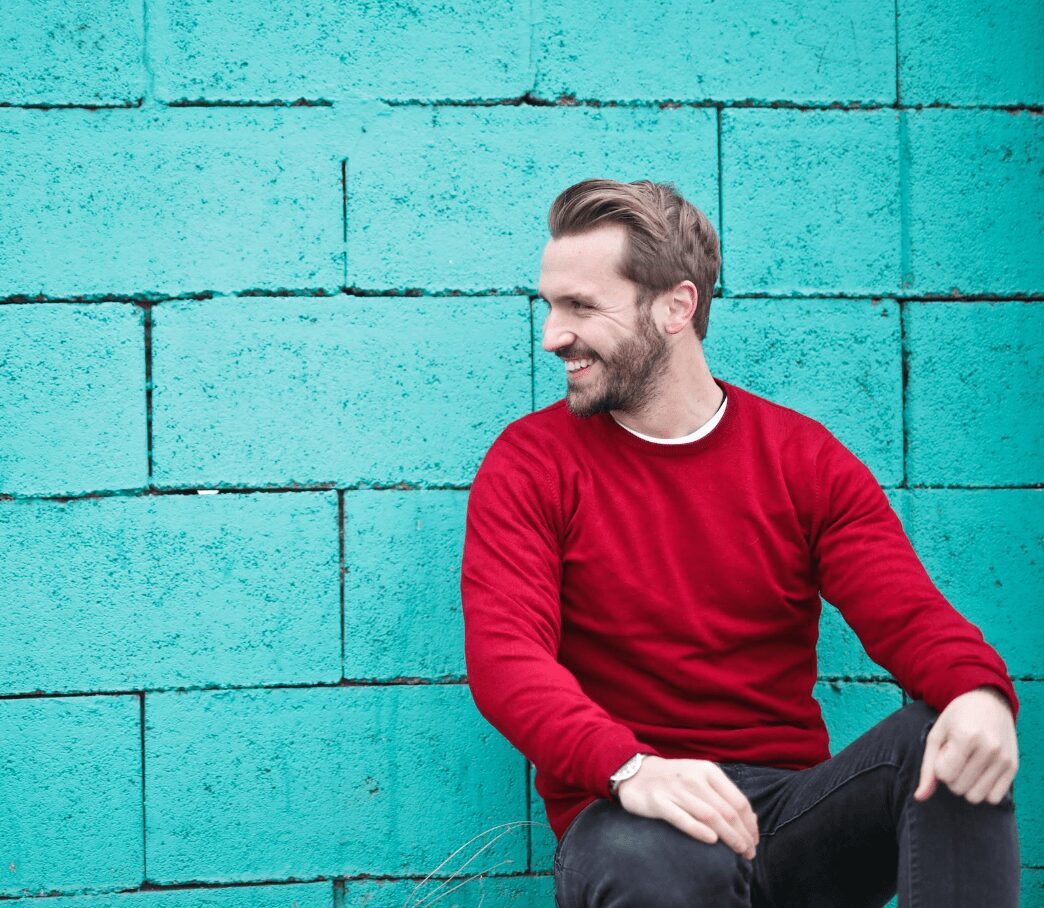 Casual man enjoying outdoor urban setting