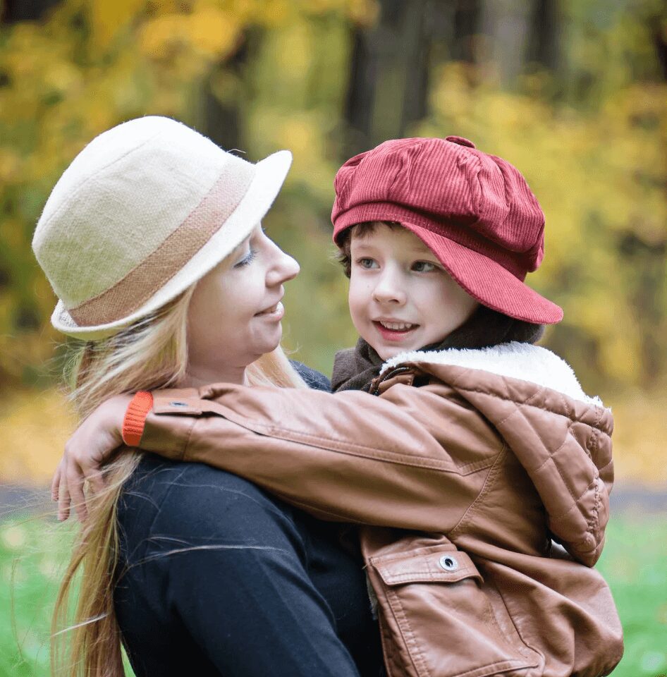 Mother and child in autumn park