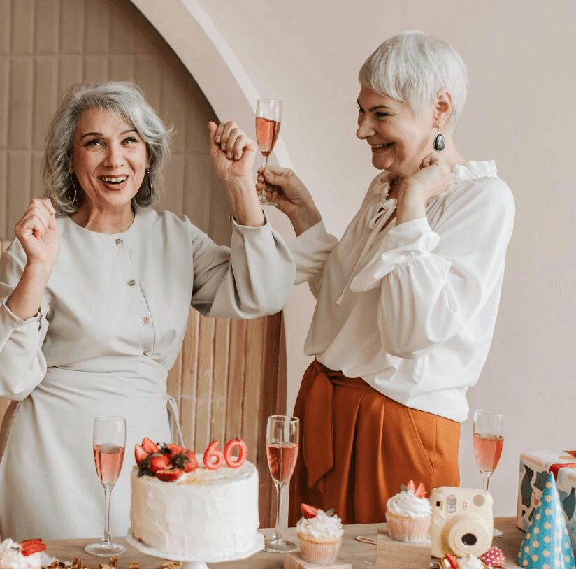 Elderly women celebrating 60th birthday