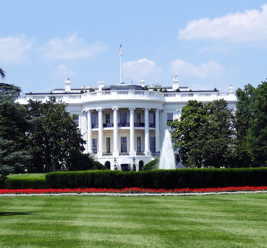 White House with garden view