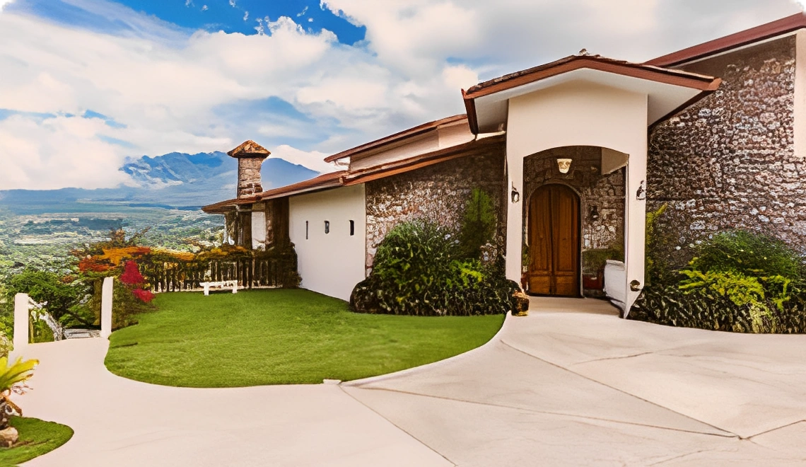 Modern house with mountain view